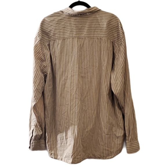 Nautica Mens Tan Navy Striped ButtonDown Shirt XXL - Picture 7 of 9
